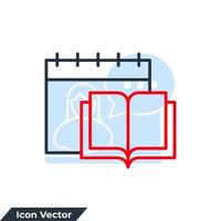 ilustración de vector de logotipo de icono de calendario. calendario del programa de estudio y plantilla de símbolo de libro para la colección de diseño gráfico y web