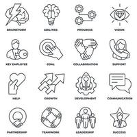 Set of Business teamwork icon logo vector illustration. goal, collaboration, support, development, communication, partnership and more pack symbol template for graphic and web design collection