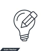 Light bulb and pencil icon logo vector illustration. innovation symbol template for graphic and web design collection