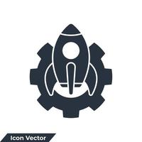 Gear rocket icon logo vector illustration. development symbol template for graphic and web design collection