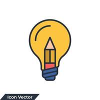 ilustración de vector de logotipo de icono de creatividad. lápiz en la plantilla de símbolo de bombilla para la colección de diseño gráfico y web