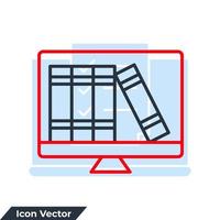 libro de educación en Internet en la ilustración de vector de logotipo de icono de pantalla. plantilla de símbolo de biblioteca en línea para la colección de diseño gráfico y web