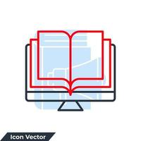 lea el libro en línea en la ilustración del vector del logotipo del icono de la pantalla. plantilla de símbolo de lectura en línea para la colección de diseño gráfico y web