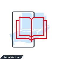 Ilustración de vector de logotipo de icono de recursos de e-learning. libro de lectura en plantilla de símbolo de teléfono para colección de diseño gráfico y web
