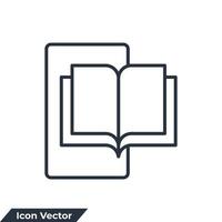 Ilustración de vector de logotipo de icono de recursos de e-learning. libro de lectura en plantilla de símbolo de teléfono para colección de diseño gráfico y web