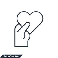 help icon logo vector illustration. Heart in hand symbol template for graphic and web design collection