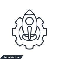 Gear rocket icon logo vector illustration. development symbol template for graphic and web design collection