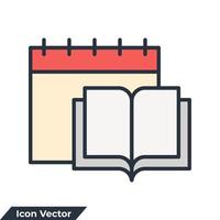 ilustración de vector de logotipo de icono de calendario. calendario del programa de estudio y plantilla de símbolo de libro para la colección de diseño gráfico y web