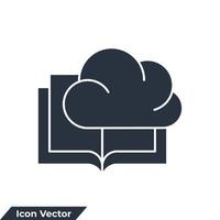 el libro está en la ilustración del vector del logotipo del icono de la nube. nube de biblioteca. plantilla de símbolo de biblioteca digital para colección de diseño gráfico y web