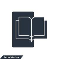 Ilustración de vector de logotipo de icono de recursos de e-learning. libro de lectura en plantilla de símbolo de teléfono para colección de diseño gráfico y web