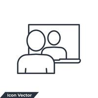 distance learning icon logo vector illustration. Business e-learning webinar symbol template for graphic and web design collection