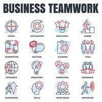 Set of Business teamwork icon logo vector illustration. cooperation, skills, optimization, experience, target, achievement, career and more pack symbol template for graphic and web design collection