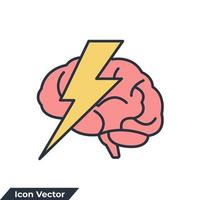 brainstorm icon logo vector illustration. Brain With Thunder symbol template for graphic and web design collection