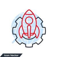 Ilustración de vector de logotipo de icono de cohete de engranaje. plantilla de símbolo de desarrollo para la colección de diseño gráfico y web