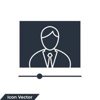 ilustración de vector de logotipo de icono de videoconferencia. plantilla de símbolo de lección de video para la colección de diseño gráfico y web