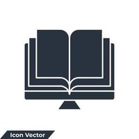 lea el libro en línea en la ilustración del vector del logotipo del icono de la pantalla. plantilla de símbolo de lectura en línea para la colección de diseño gráfico y web