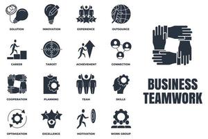 Set of Business teamwork icon logo vector illustration. cooperation, skills, optimization, experience, target, achievement, career and more pack symbol template for graphic and web design collection