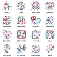 Set of Business teamwork icon logo vector illustration. cooperation, skills, optimization, experience, target, achievement, career and more pack symbol template for graphic and web design collection