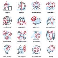 Set of Business teamwork icon logo vector illustration. cooperation, skills, optimization, experience, target, achievement, career and more pack symbol template for graphic and web design collection