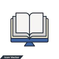 lea el libro en línea en la ilustración del vector del logotipo del icono de la pantalla. plantilla de símbolo de lectura en línea para la colección de diseño gráfico y web