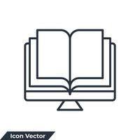 read online book on screen icon logo vector illustration. online reading symbol template for graphic and web design collection