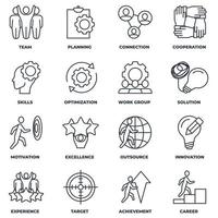 Set of Business teamwork icon logo vector illustration. cooperation, skills, optimization, experience, target, achievement, career and more pack symbol template for graphic and web design collection