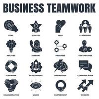 Set of Business teamwork icon logo vector illustration. goal, collaboration, support, development, communication, partnership and more pack symbol template for graphic and web design collection