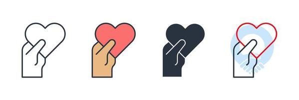 help icon logo vector illustration. Heart in hand symbol template for graphic and web design collection