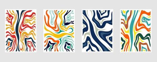 full color line art abstract poster collection vector