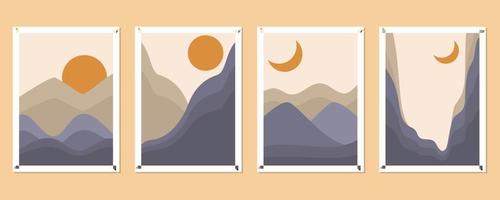 Mountain theme hand drawn boho covers collection vector