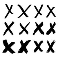 marca cruzada dibujada a mano. conjunto de garabatos de signo incorrecto o marca falsa. ilustración vectorial vector