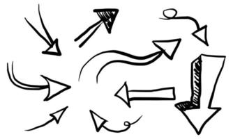 Printhand drawn Arrows icons Set. arrow icon with various directions. Doodle vector illustration. isolated on a white background