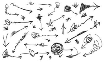 Printhand drawn Arrows icons Set. arrow icon with various directions. Doodle vector illustration. isolated on a white background