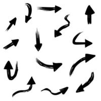 Conjunto de iconos de flechas dibujadas a mano. icono de flecha con varias direcciones. garabato ilustración vectorial. Aislado en un fondo blanco vector