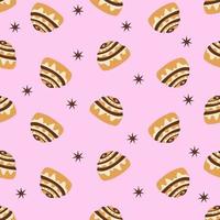 Seamless pattern with cinnamon bun. Vector illustration.