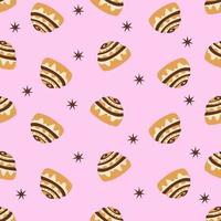 Seamless pattern with cinnamon bun. Vector illustration.