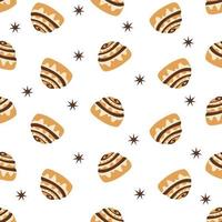Seamless pattern with cinnamon bun. Vector illustration.