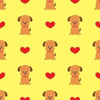 Seamless pattern with cute cartoon dog. Vector illustration.