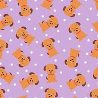 Seamless pattern with cute cartoon dog. Vector illustration.