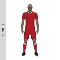 3D realistic soccer player mockup. Congo Football Team Kit templ vector