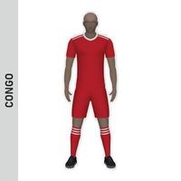 3D realistic soccer player mockup. Congo Football Team Kit templ vector