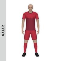 3D realistic soccer player mockup. Qatar Football Team Kit templ vector