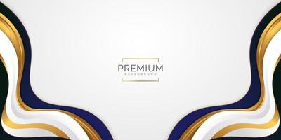 Abstract White, Blue and Gold Luxury Background. Elegant Background with Paper Cut Style vector