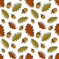 Seamless pattern with acorns and autumn oak leaves. Perfect for wallpaper, gift paper, pattern fills, web page background, autumn greeting cards. vector