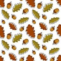 Seamless pattern with acorns and autumn oak leaves. Perfect for wallpaper, gift paper, pattern fills, web page background, autumn greeting cards. vector