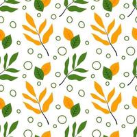 Seamless pattern with cartoon autumn leaves, decoration elements. Forest, vector flat style. nature theme. hand drawing. design for fabric, textile, wrapper, print