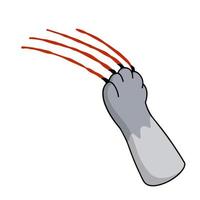 Grey cat foot. Scratch with blood trail. Aggression and injuries. Evil behavior of pet - Cartoon flat illustration vector