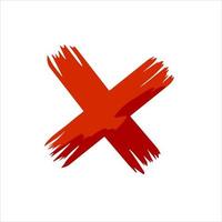 Cross symbol. Blot and ban. Against and refusal. Flat cartoon illustration. Brush stroke vector