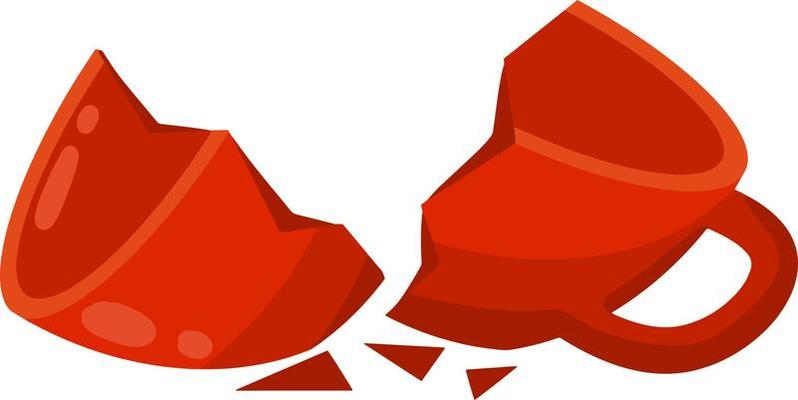 Shards and sloppy handling. Cartoon flat illustration isolated on white background
