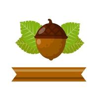 Hazelnut. Autumn harvest of wood. Natural food and a snack in a shell. Acorn. Brown forest object. Flat cartoon illustration vector